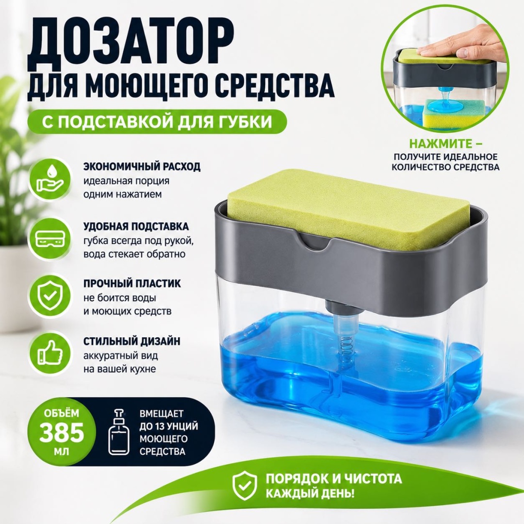 Помпа-дозатор для жидкого мыла ALTYN прозрачный