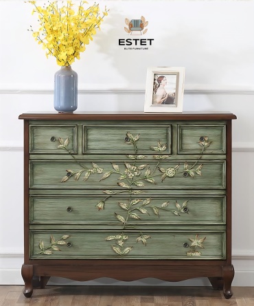 Комод ESTET Antique Leaf, 107x30x92 см, коричневый, зеленый
