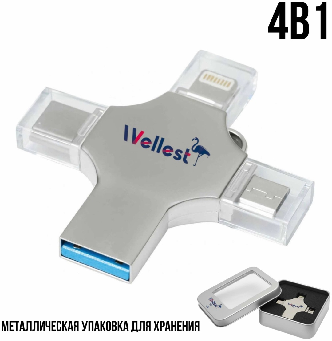 USB Flash карта WELLEST WS3 1024 Гб серебристый