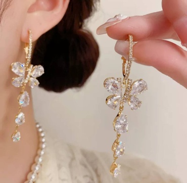 Серьги Fashion Jewelry титан, фианит