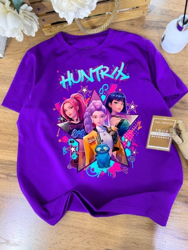 Футболка TMH_TREND.KZ Kpop demon hunters фиолетовый, розовый