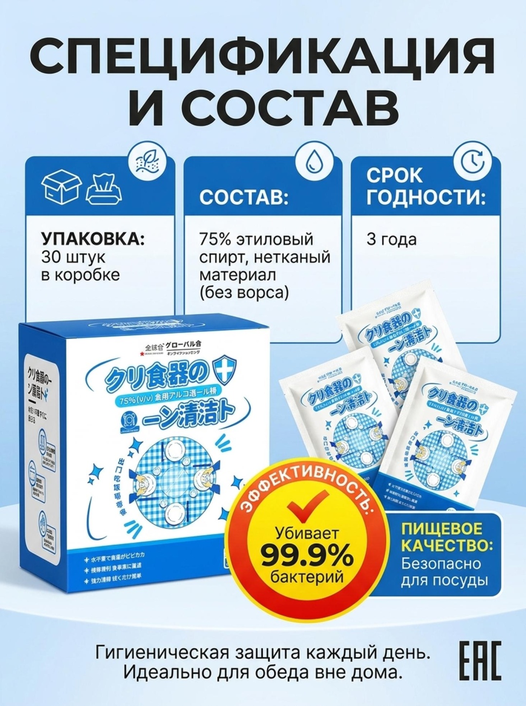 Влажные салфетки для очистки посуды 30 шт