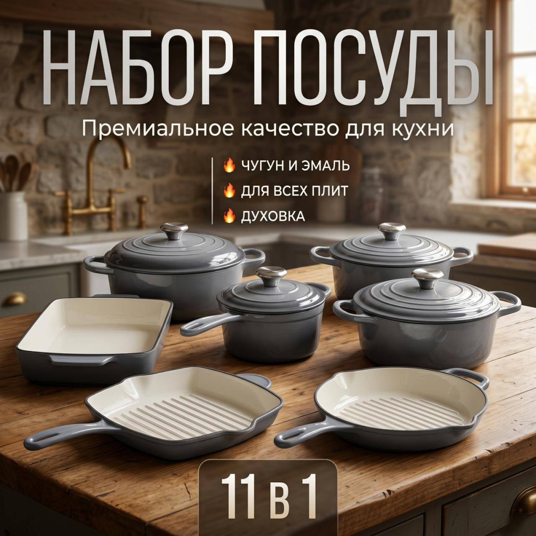 Набор кастрюль 7 в 1