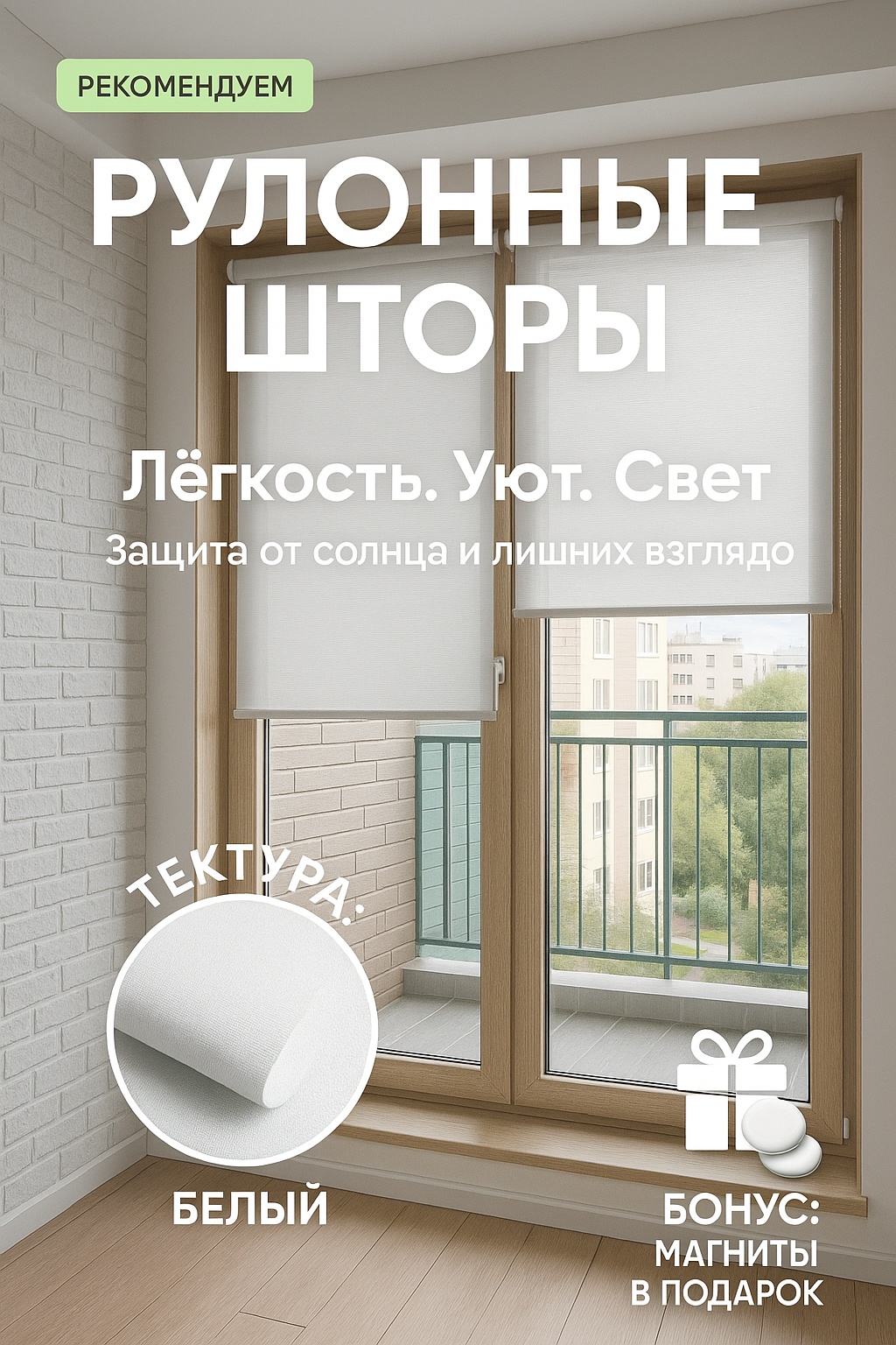 Ролл-шторы 24 С.M.-1 белый 47x150 см