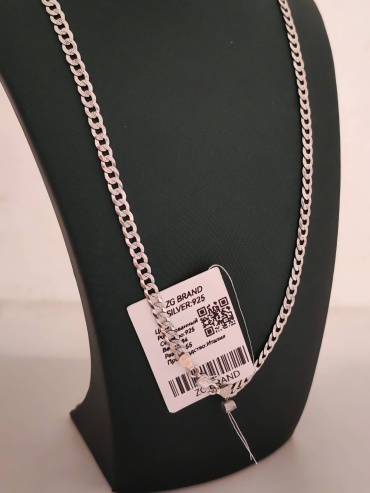 ZG Brand 85358755Z2 длина 55 см, вес 12.84 г серебро, плетение панцирное