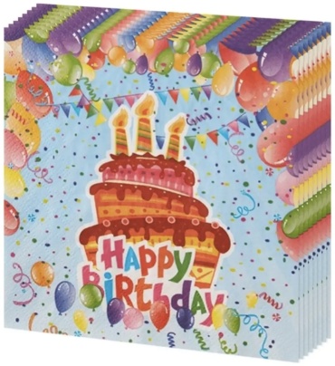 Бумажные салфетки Party Deco Happy birthday 10 шт