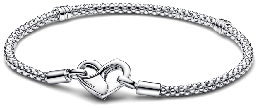 PANDORA рельефный с застежкой-сердцем 592453C00-20 длина 20 см, вес 7.45 г серебро, плетение колос