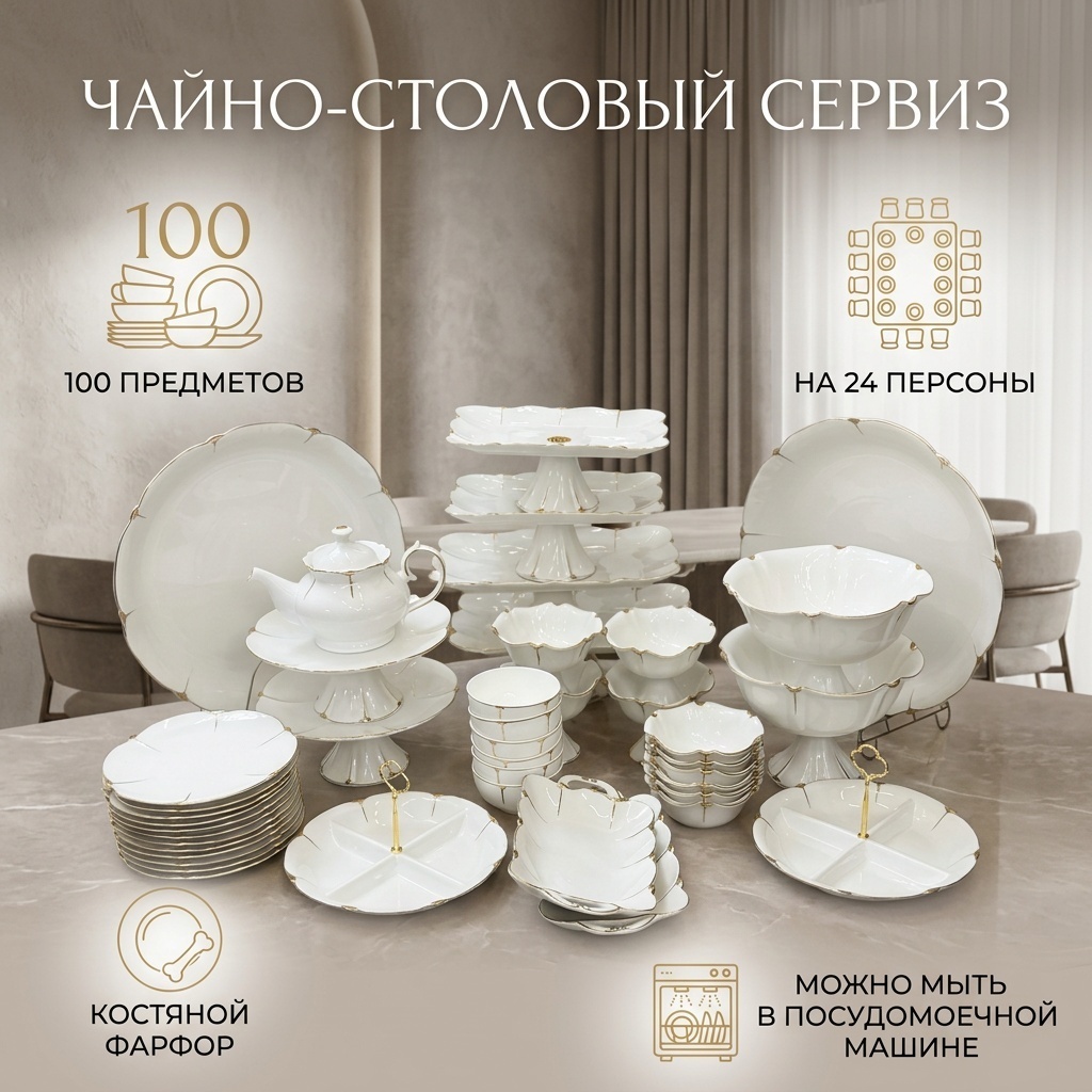 Сервиз чайно-столовый 139-8968-52421 100 в 1