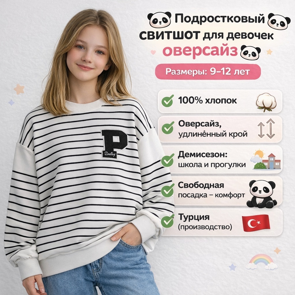 Свитшот Teto Kids белый