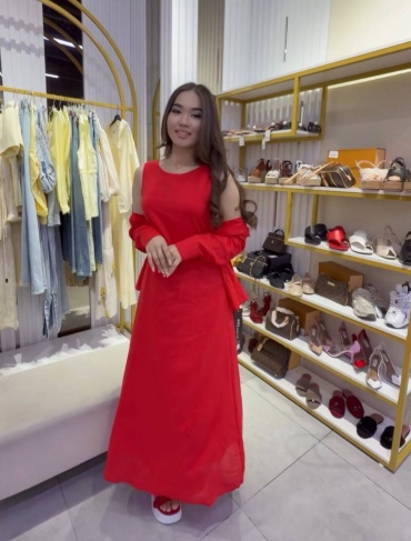 Платье-рубашка FASHION красный
