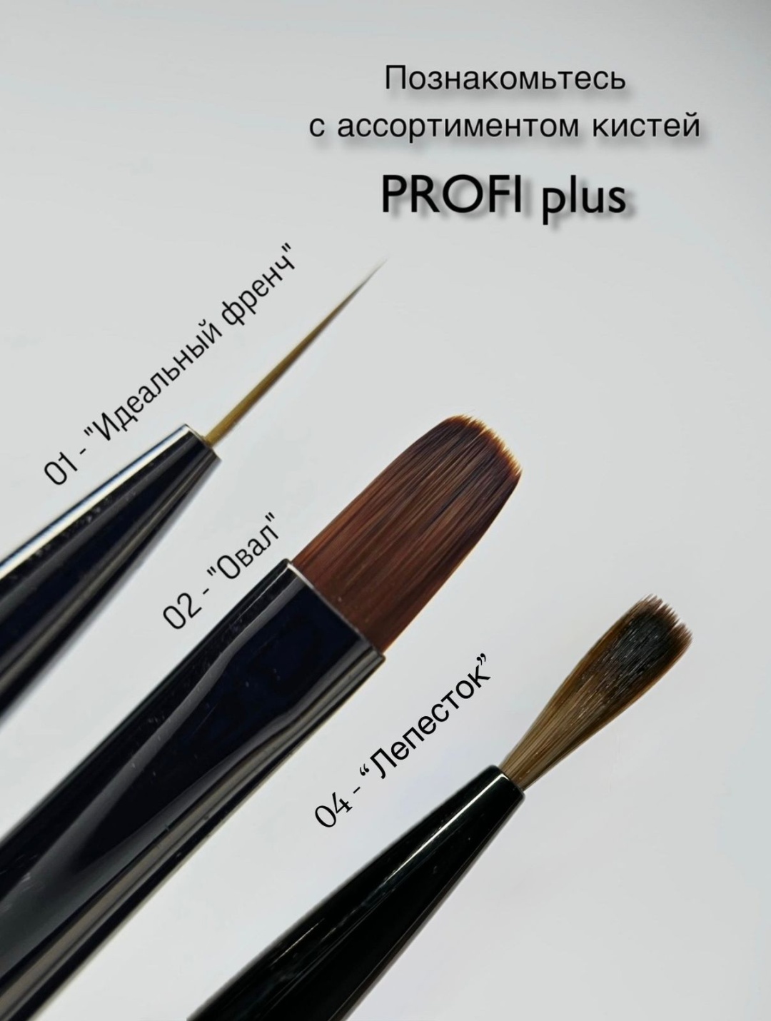 PROFI plus кисть для тонких линий, кисть овальная, кисть лепесток алюминий, дерево, нейлон 3 шт