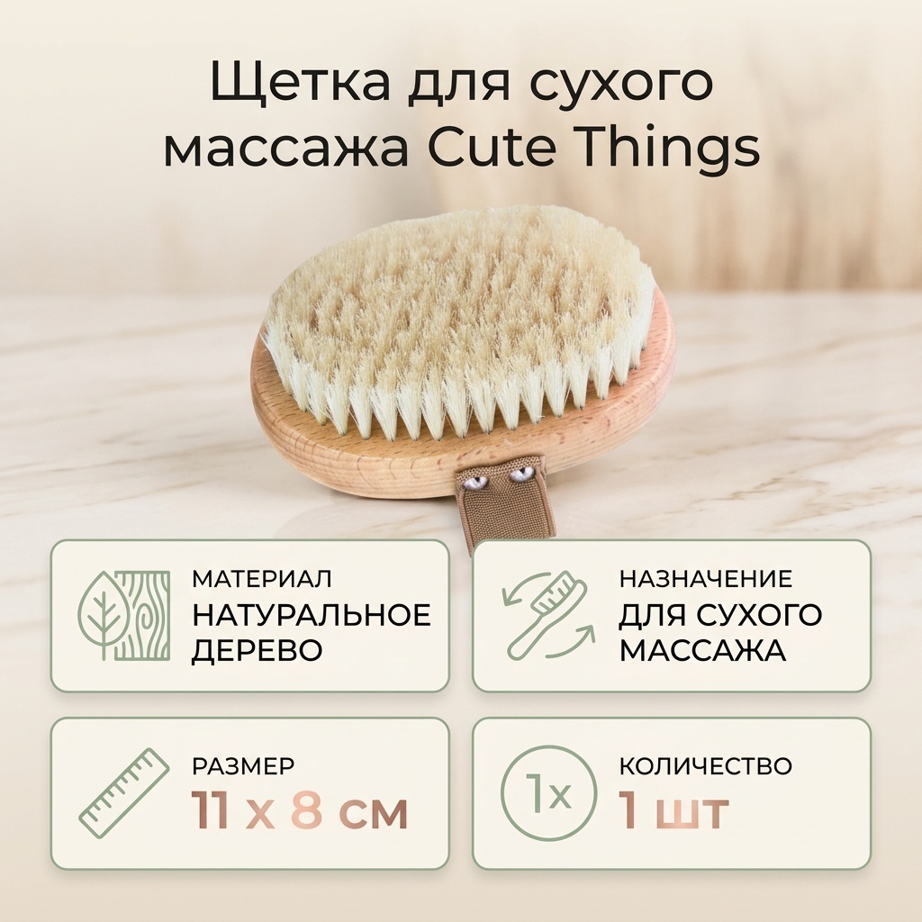 Cute Things щетка для тела, для сухого массажа бежевый 1 шт