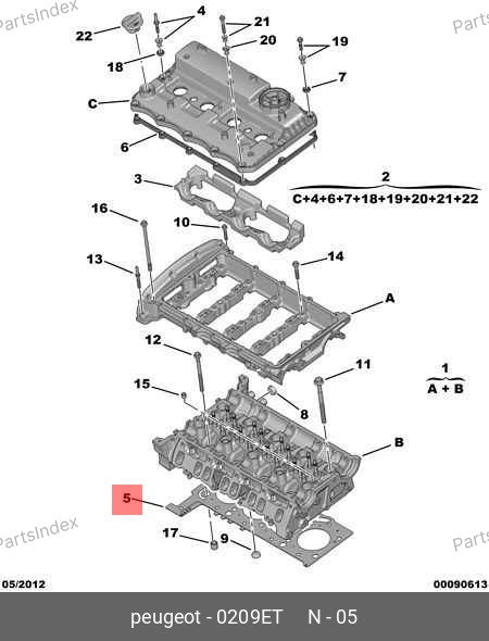 Citroen/Peugeot Прокладка ГБЦ 0209ET