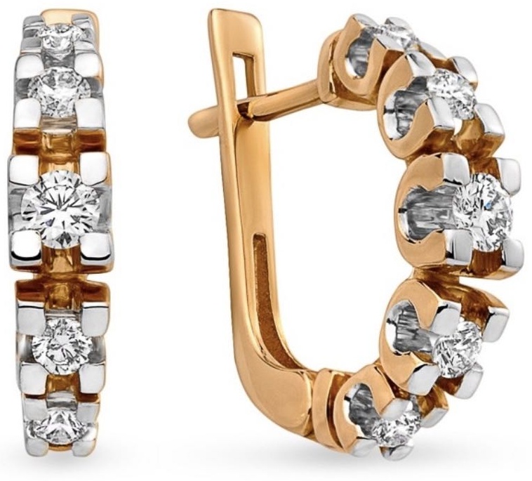 Серьги ALMAZ 0601355 вес 3.14 г золото, бриллиант