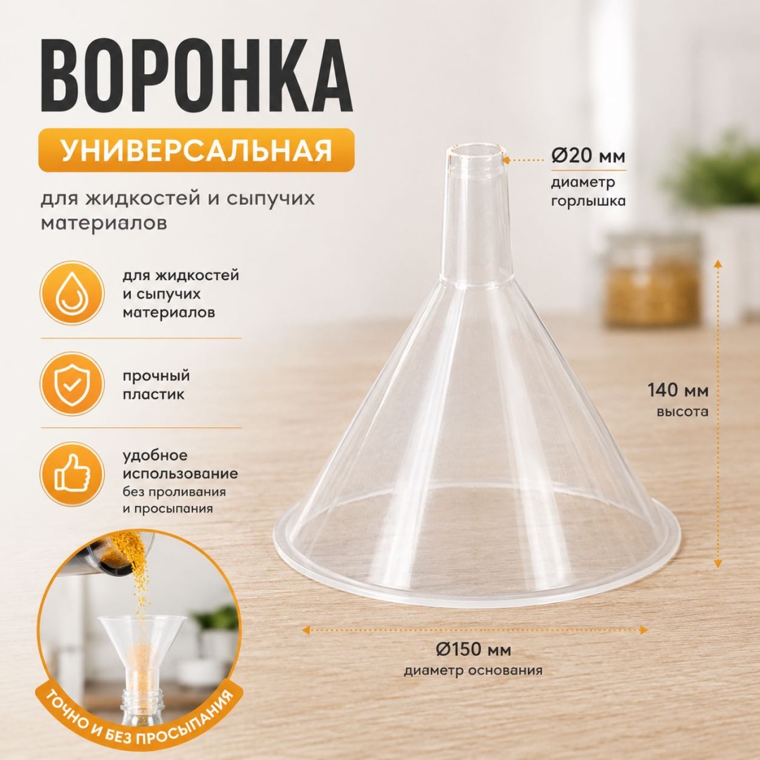 Воронка универсальная 150 мм, полипропилен