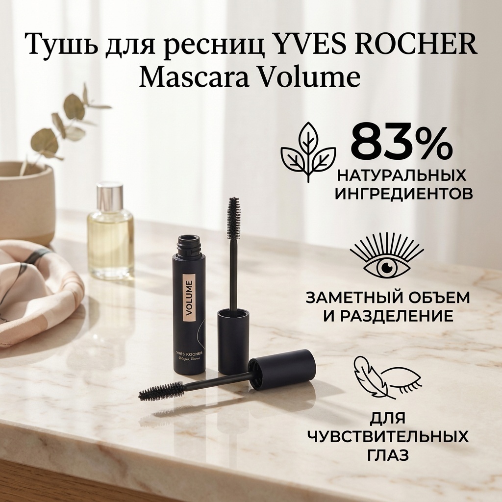 Тушь для ресниц YVES ROCHER Mascara Volume для объема черный