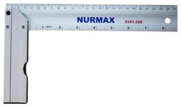 Nurmax угольник 250 мм (Линейка угловая с уровнем 250 мм)