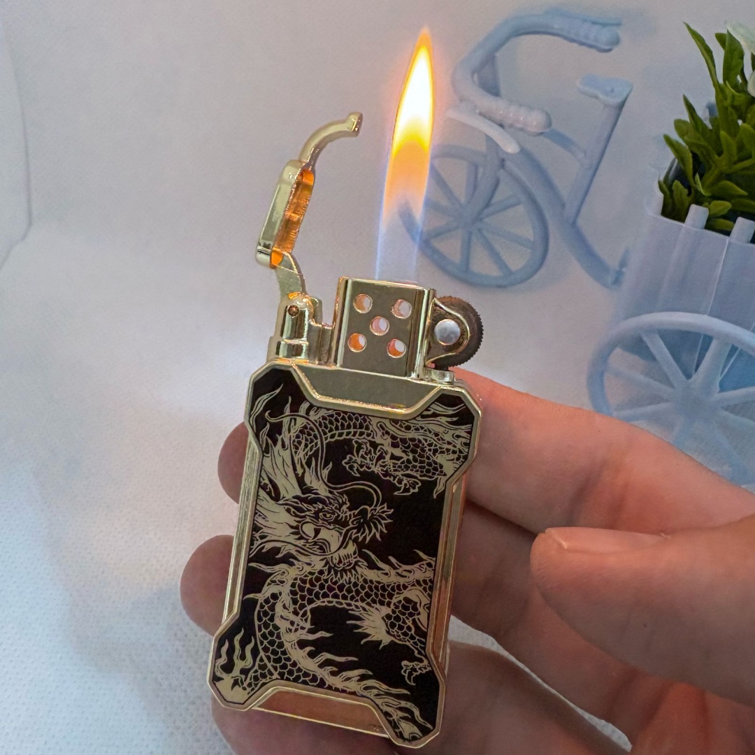 Газовая зажигалка Dragon Ala Gold, ABS пластик, металлический сплав