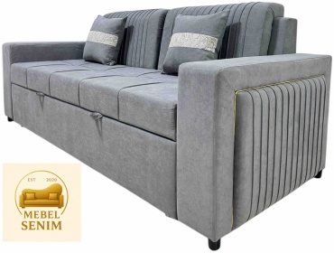 Диван MEBEL SENIM Версачи, 220х90 см, обивка микровелюр, серый