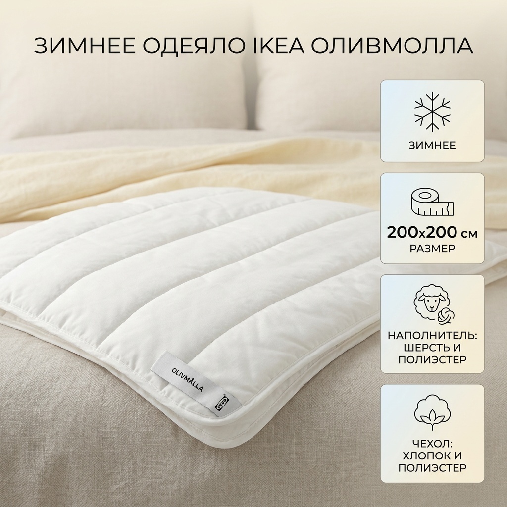 Одеяло IKEA Оливмолла 200х200 зимнее