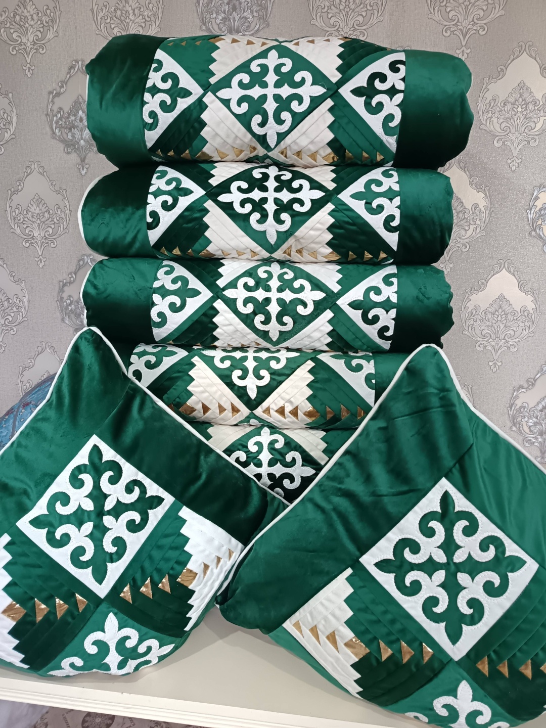 100% комплект корпе с подушками 220x80 см, вата, зеленый