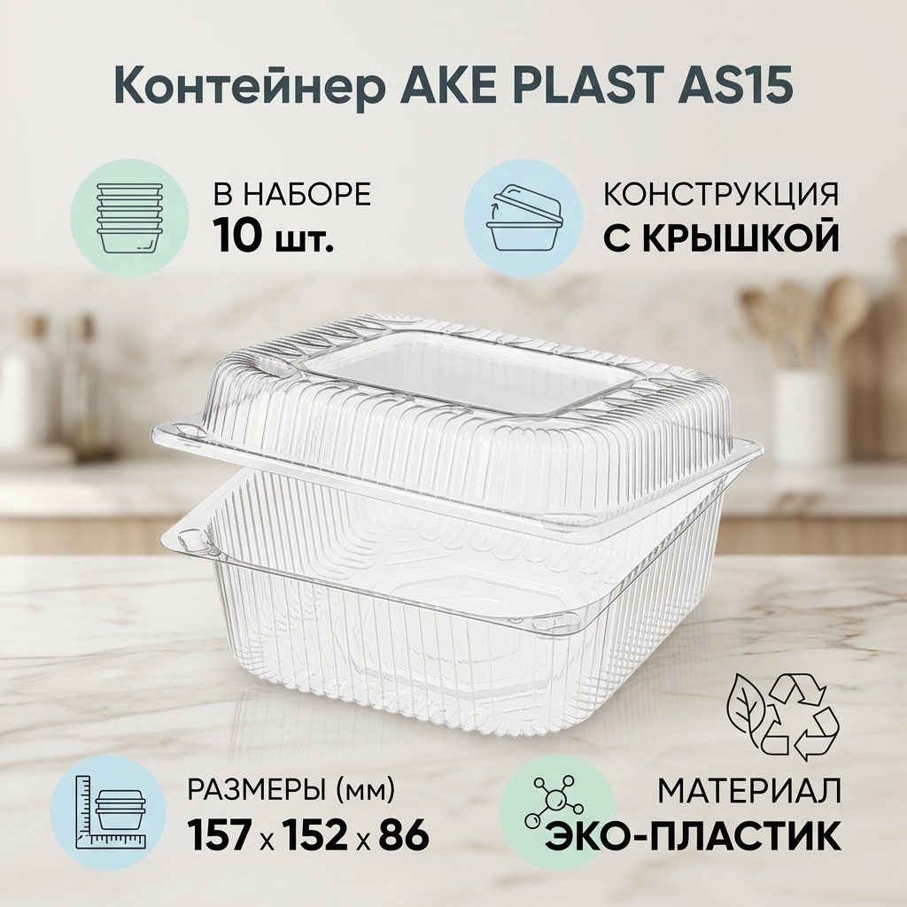 AKE PLAST контейнер 000AS1510 прозрачный 10 шт