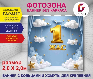 Фотозона Гарант Детский день рождяния фон №20610 2,0 х 2,0м
