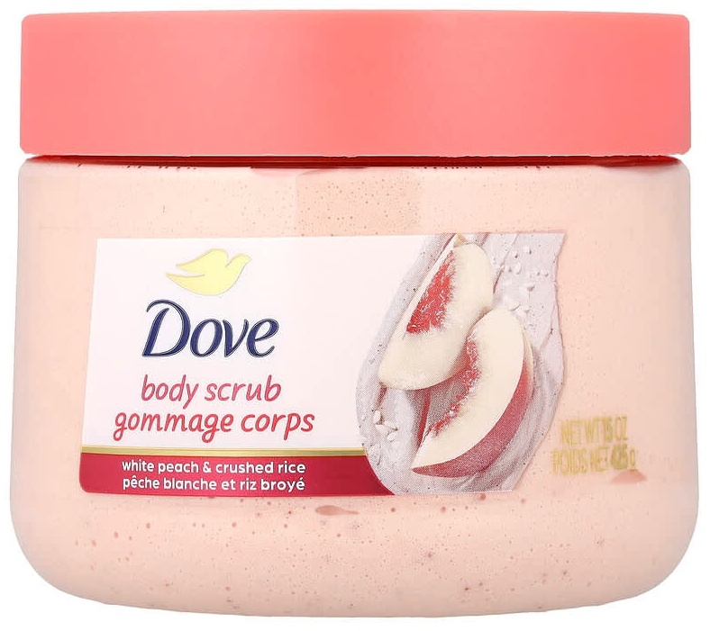 Dove скраб скраб для тела, белый персик и измельченный рис, 425 г для тела 425 мл