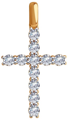 Крестик Diamant 51-130-02097-1 вес 1.94 г золото, фианит