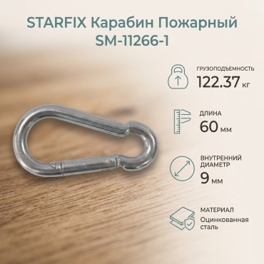 STARFIX карабин пожарный SM-11266-1, оцинкованная сталь