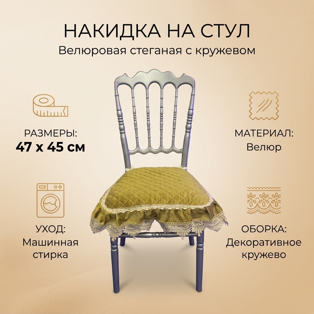 Накидка для стула 30277299_773021464 желтый 47*45
