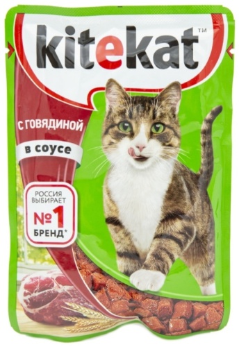 Kitekat кусочки в соусе говядина 85 г 28 шт