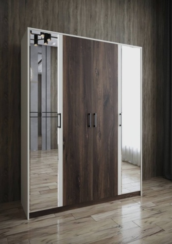 Распашной шкаф NOVAA JADO, 160x210х50 см, бежевый, темно-коричневый