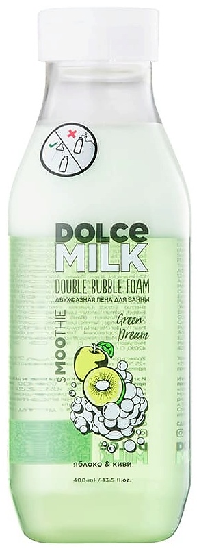 DOLCE MILK Двухфазная пена для ванны "ГРИН ДРИМ" яблоко&киви, фл 400 мл Smoothie пена для ванны 400 мл
