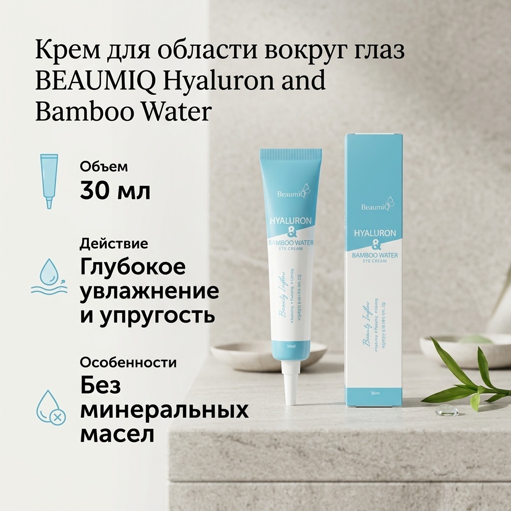 BEAUMIQ крем Hyaluron and Bamboo Water для области вокруг глаз 30 мл