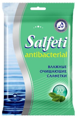 Влажные салфетки Salfeti Влажные салфетки Salfeti, антибактериальные, 20 шт. 20 шт