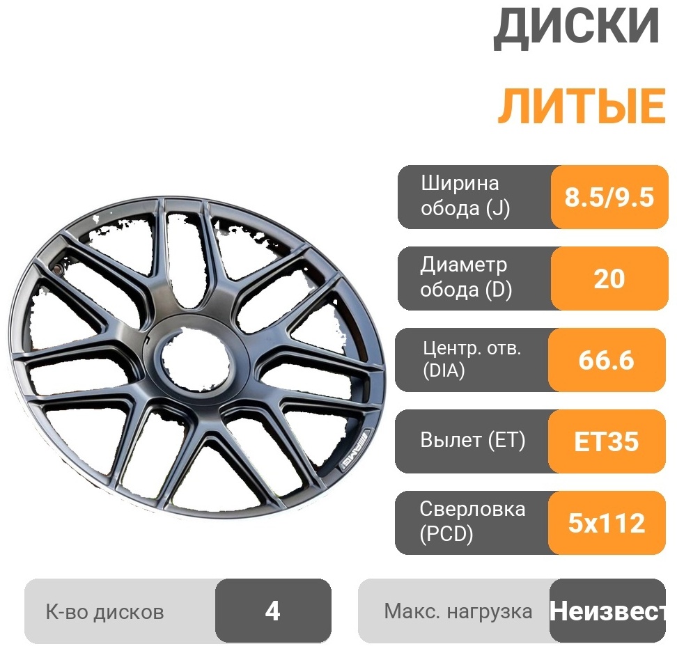 KOKO mercedes-amg-fa270-BLACK AND POLISH LIP 8.5/9.5x20/5x112 D66.6 ET35 4 диска черный