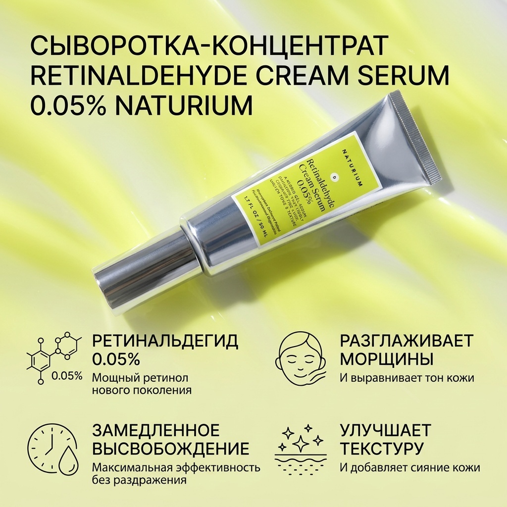 Naturium сыворотка-концентрат Retinaldehyde Cream Serum 0.05% - сыворотка с ретиналем для лица 50 мл