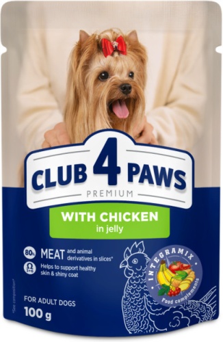 CLUB 4 PAWS с курицей в желе для взрослых всех пород 100 г 1 шт