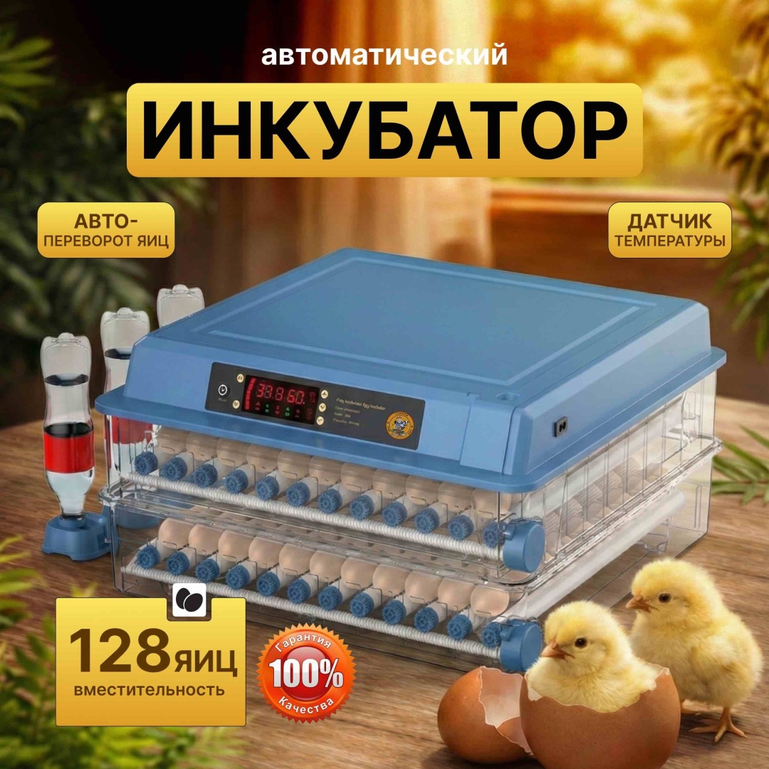 Инкубатор для 128 яиц прозрачный