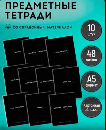 Набор предметных тетрадей PROF PRESS Смешные фразы, 48 л, А5, комбинированная, твердая обложка, 10 шт
