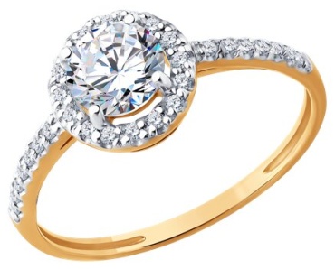Diamant 51-110-02352-1 размер 16.5 вес 1.84 г золото, фианит
