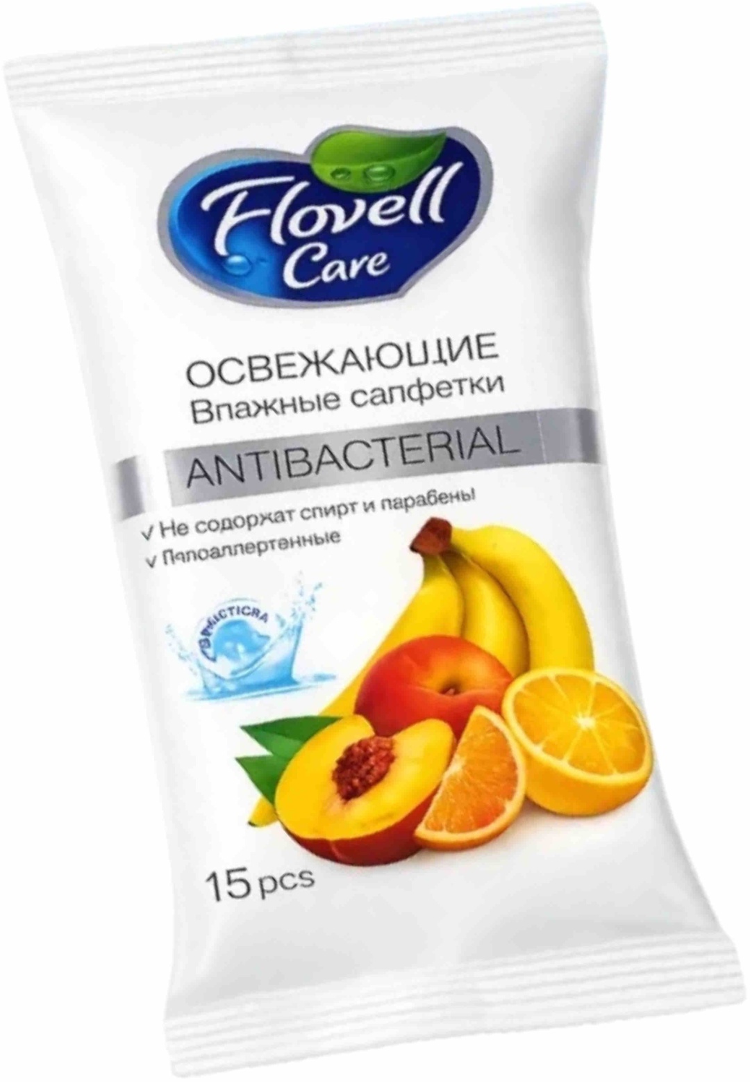 Влажные салфетки Flovell Care Антибактериальные 15 шт