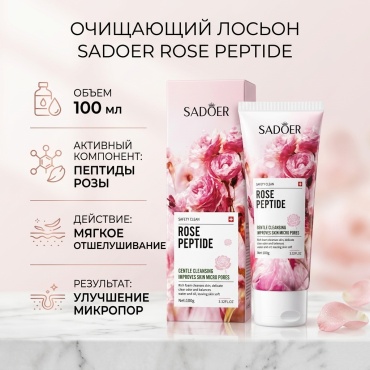 SADOER лосьон Rose Peptide Exfoliating Cleansing Lotion - Очищающий отшелушивающий лосьон 100 мл