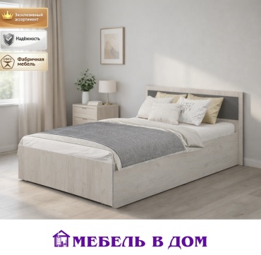 Кровать Мебель в Дом Фиеста полутораспальная, 120x200 см (без матраса, без подъёмного механизма) светло серый, графит