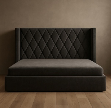 Кровать SM Company ModiSleep двуспальная, 200x200 см (с матрасом, без подъёмного механизма) черный, мультиколор