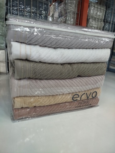 Полотенце ERVA HOME 140x70 см, хлопок, махровая ткань, 6 шт,