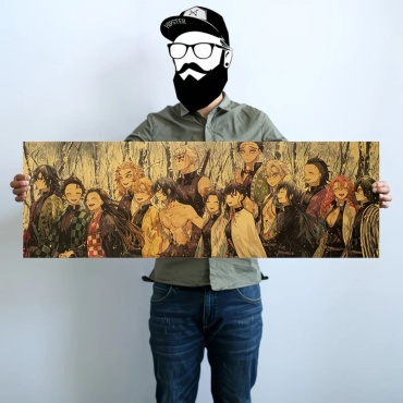 EMIN NOVA постер Клинок, рассекающий демонов (Demon Slayer) 100x34 см