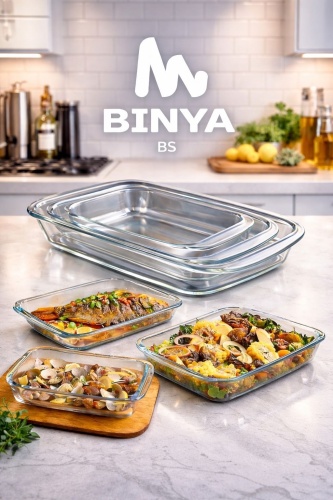 Форма для выпечки, для запекания, для хлеба BINYA стекло, 3 шт