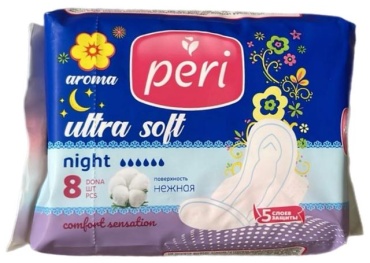PERI прокладки Ultra Aroma Night Soft 8 шт (хлопок) 6 кап 8 шт
